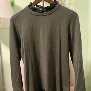 Sioni Milano Sweater and Blouse Layered Top, Forest Green Size M